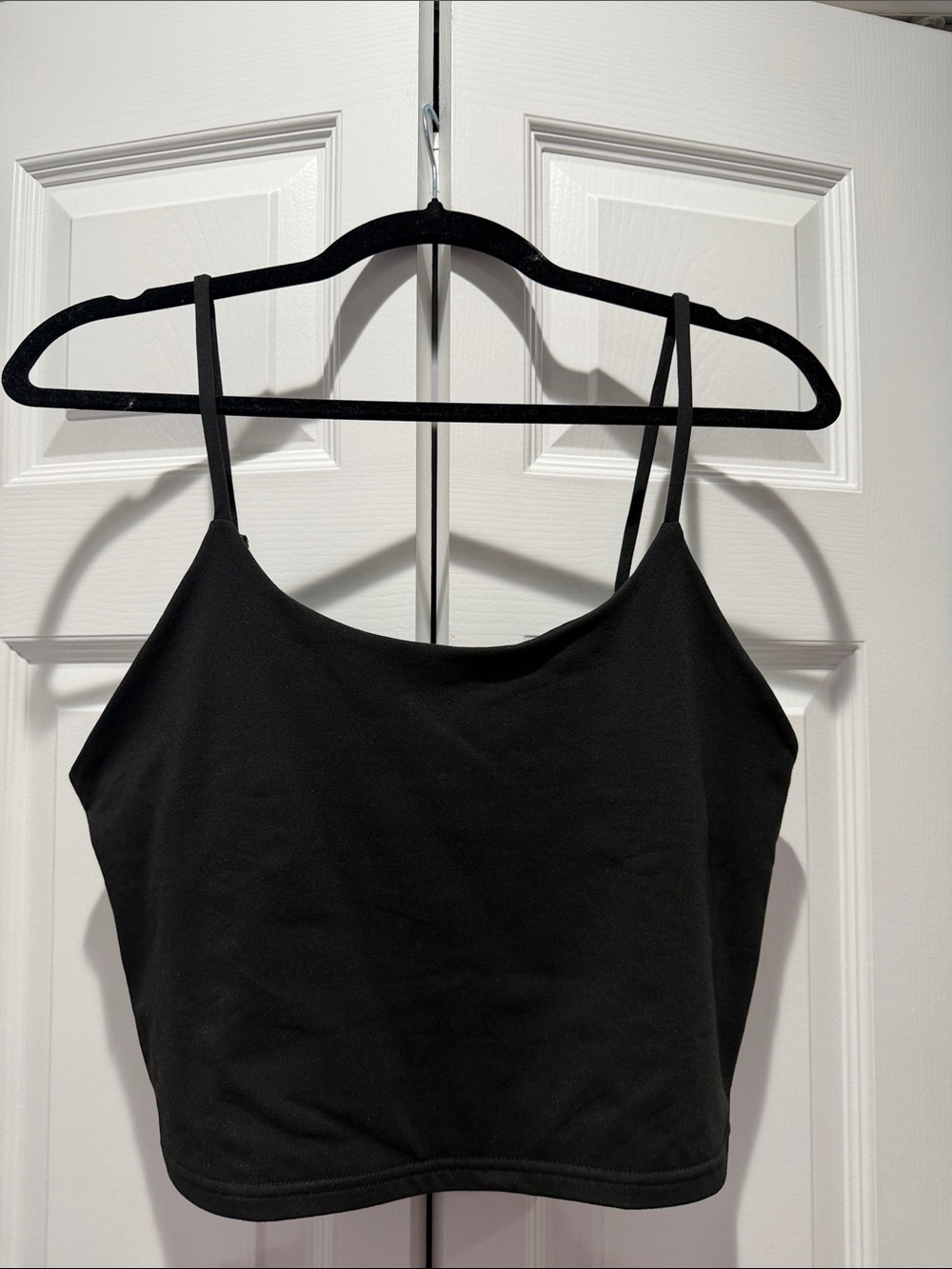 Reoria Black Women's Cropped Spaghetti-Strap Tank Top Sz XL